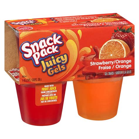 Snack Pack Juicy Gels Strawberryorange Gel Snack 4 X 99 G Cups 396 G