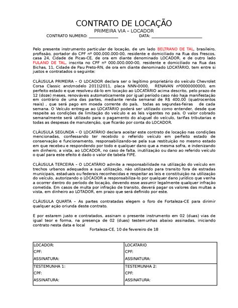 Modelo Contrato De Aluguel PDF
