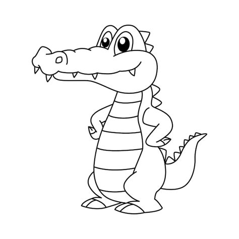 Ilustração Em Vetor De Personagens De Desenhos Animados De Crocodilo