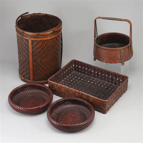 A Group Of Five Japanese Baskets 19 20th Century Bukowskis