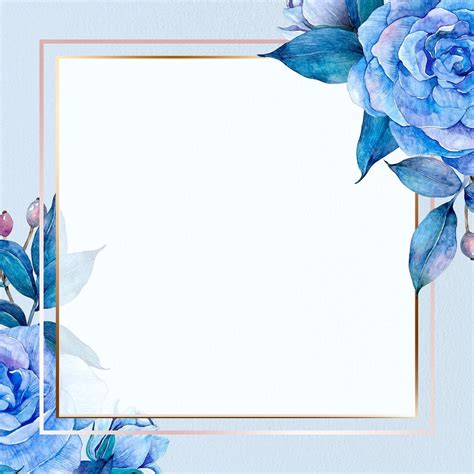 Blue Watercolor Rose Frame Background Premium Image By
