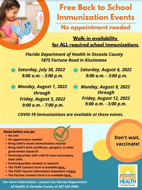 Free Back To School Immunization Events Florida Department Of Health