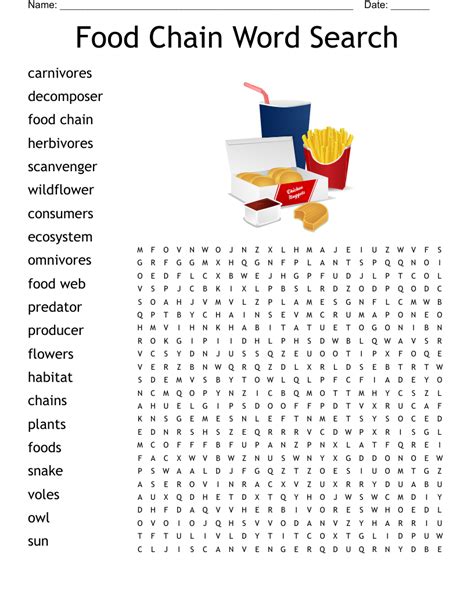 Food Chain Word Search Printable