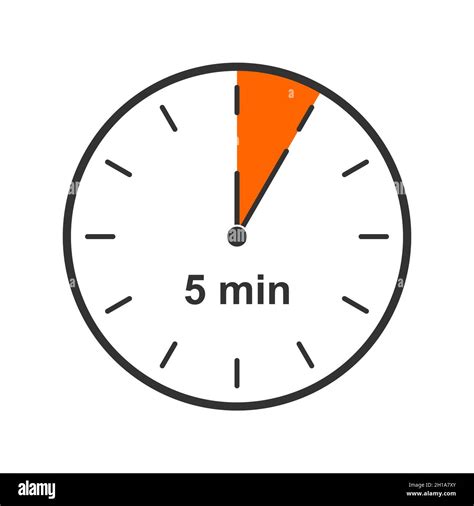 Clock Icon With 5 Minute Time Interval Countdown Timer Or Stopwatch