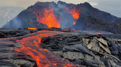 Iceland Volcano In Rare Eruption World News Sky News