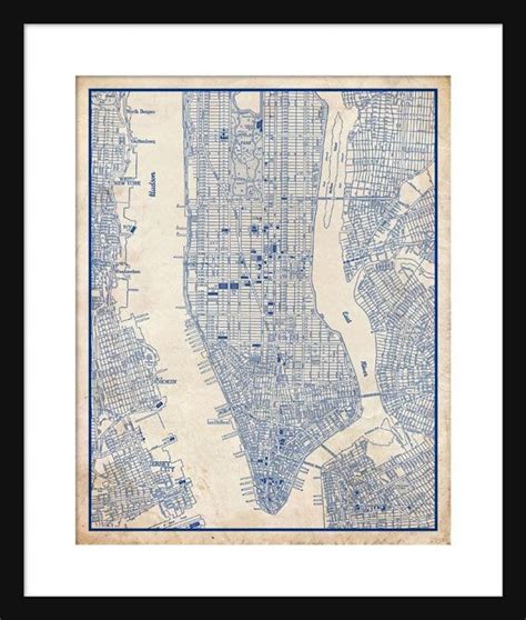 New York City Map 1944 New York City Manhattan Street Map Etsy New