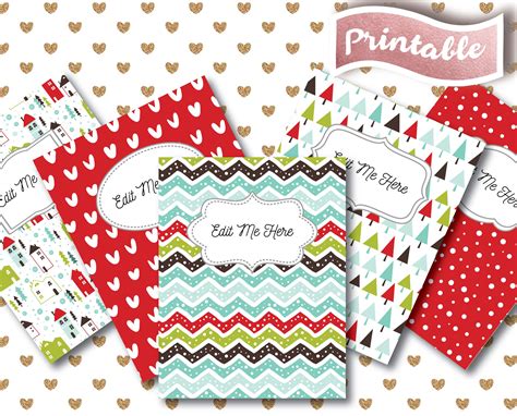 Christmas Binder Cover Printable 5 Unique Designs And Spine Etsy