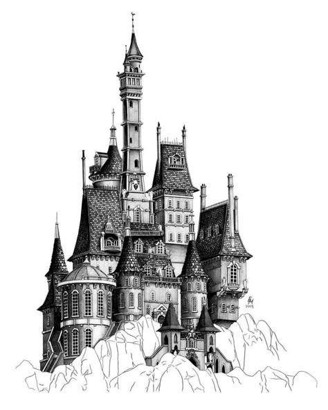 Detailed Pencil Architectural Drawings Architecture Drawing Castle