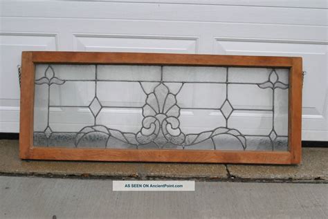 Antique Leaded Glass Transom Window With Shell And Lotus Design Leaded Glass Stained Glasses