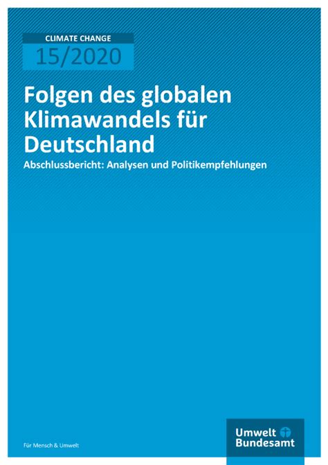 folgen des globalen klimawandels für deutschland abschlussbericht umweltbundesamt