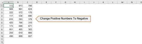 So in excel terms a positive number is >0. How to change positive numbers to negative in Excel?