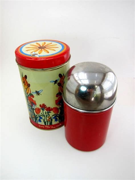 Vintage Red Tin Cans