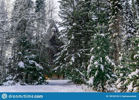 Old Wooden Church In The Winter Forest Stock Image Image Of Cold