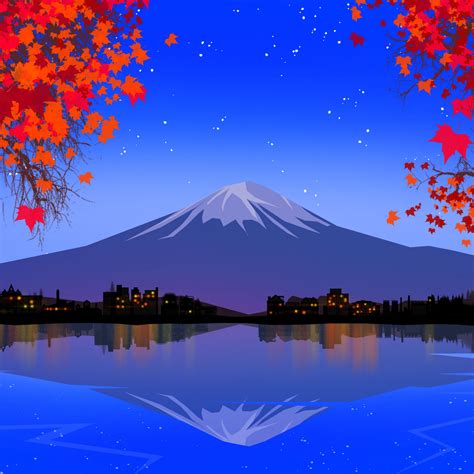 Download Wallpaper 3415x3415 Fuji Mountain Lake Art Ipad Pro 129