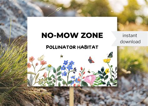 Printable No Mow Poster Instant Download Bee Butterfly Etsy In 2022