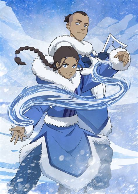 Katara Sokka Poster Picture Metal Print Paint By Avatar The