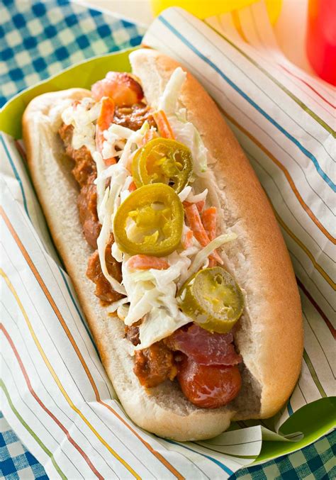 Simmer, uncovered, for 30 minutes. Spicy Good Ol' Boys Hot Dogs — Warmed chili and pickled ...