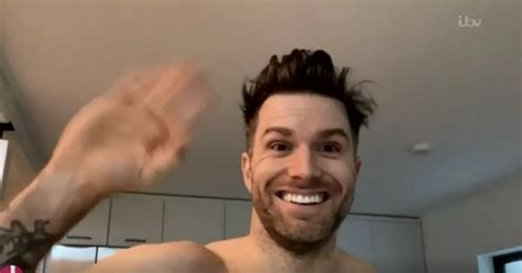 joel dommett leaves fans hot under the collar as he appears topless after running late for