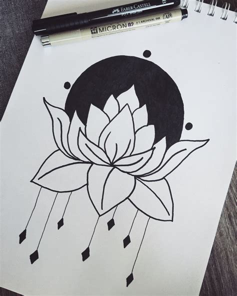 Lotus Flower Drawing Pen Ink Art Ink Pen Art Art Drawings Sketches