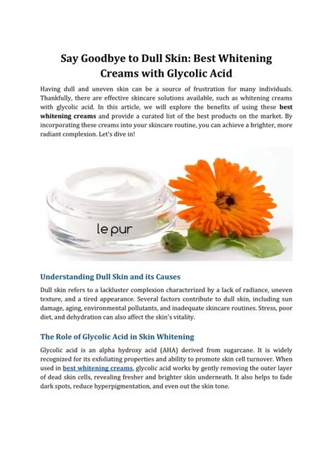 Ppt Say Goodbye To Dull Skin Best Whitening Creams With Glycolic
