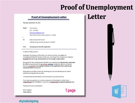 Proof Of Unemployment Letter Retired Letter Jobless Letter Etsy Finland