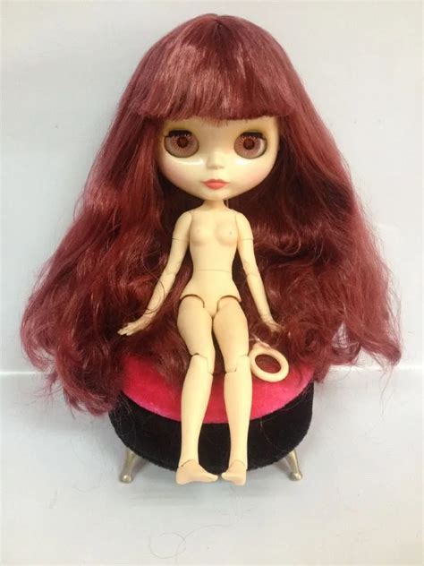 Wine Red Hair Joint Body Nude Blyth Doll Factory Doll Fashion Doll