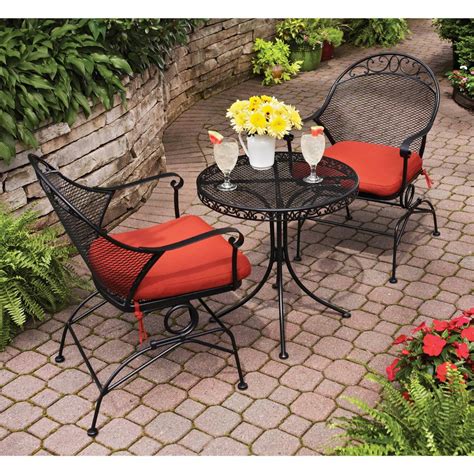 3 Piece Outdoor Bistro Set Wrought Iron Table Chairs Patio Seating