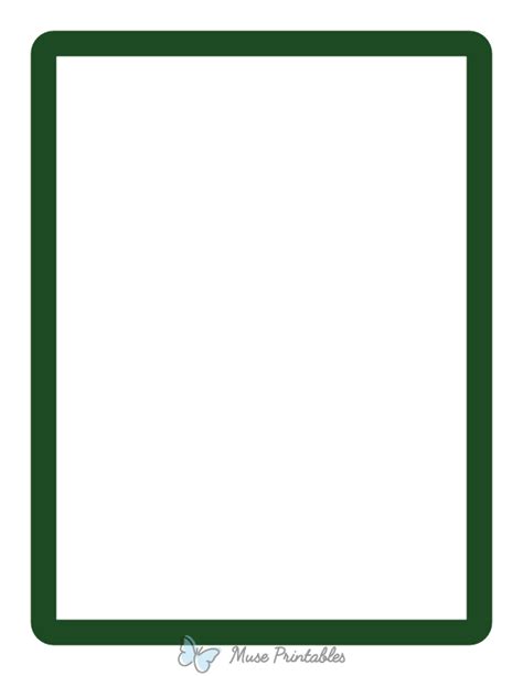 Printable Dark Green Rounded Thick Line Page Border