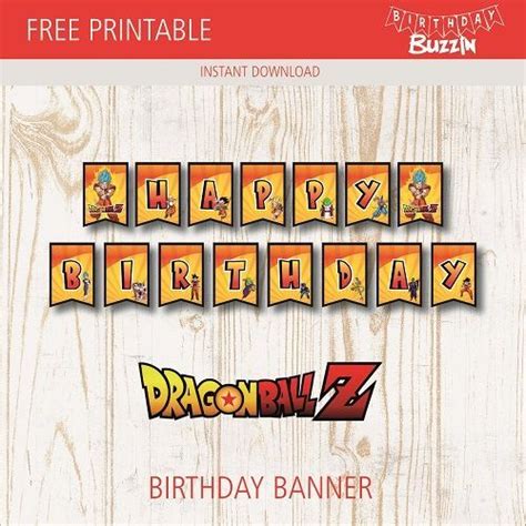Free Printable Dragon Ball Z Birthday Banner Happy Birthday Dragon