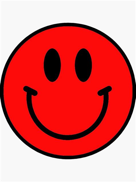 Red Smiley Face Sticker For Sale By Gwasson4 Redbubble