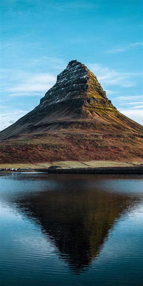 Nature Kirkjufell Cliff Lake Reflections Iceland 1080x2160