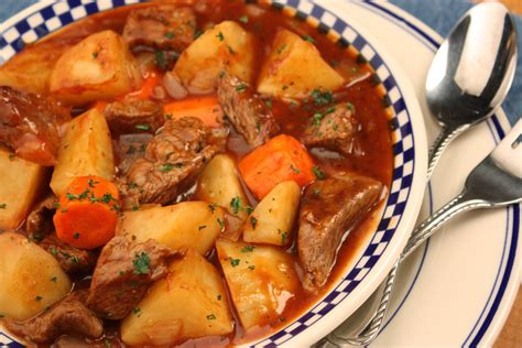 Get ideas for the slow cooker or stovetop, with tips and in this recipe, beef stew meat is braised in a rich, mildly spicy red chile sauce until fork tender and. Hearty Beef Stew | MrFood.com