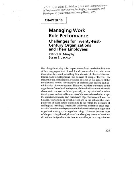 pdf managing work role performance challenges for 21st century organizations and employees