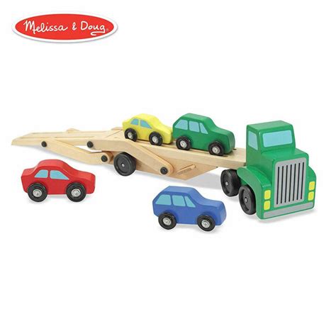 Melissa And Doug Car Carrier Truck And Cars Wooden Toy Set Acapsule Toys