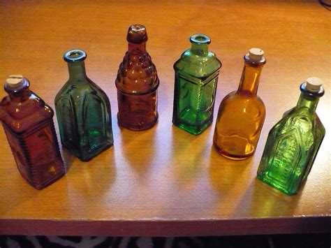 Vintage Miniature Colored Glass Bottles