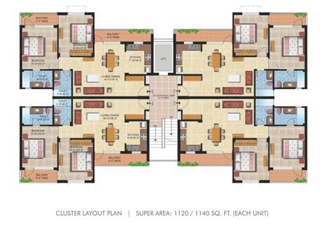 4 Bhk Floor Plan Flat Plan Apartment Plans Floor Plan