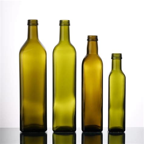 High Quality 750 Ml Dark Green Square Glass Olive Oil Bottle With Screw