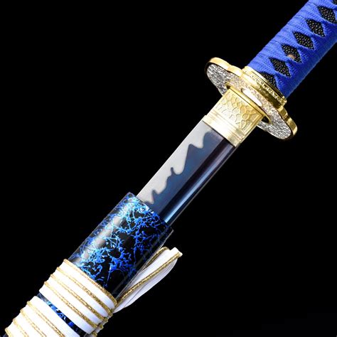 Handmade 1045 Carbon Steel Blue Blade Full Tang Real Japanese Katana