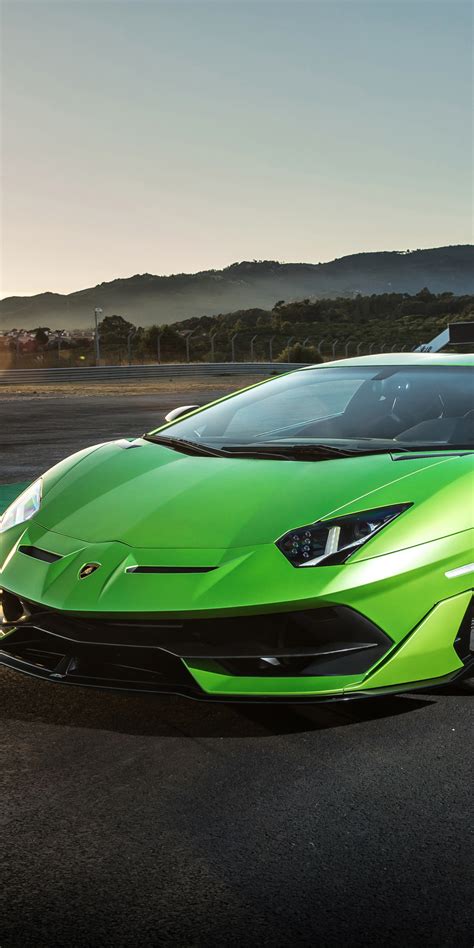 Download Lamborghini Aventador Svj Green Sports Car 2018 1080x2160