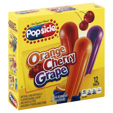 Popsicle Orange Cherry Grape Ice Pops Variety Pack 20 Ct Shipt