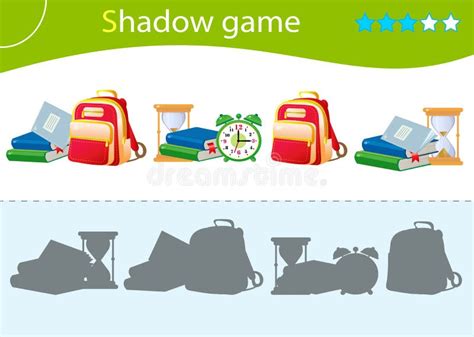 Shadow Game For Kids Match The Right Shadow School Supplies Stock