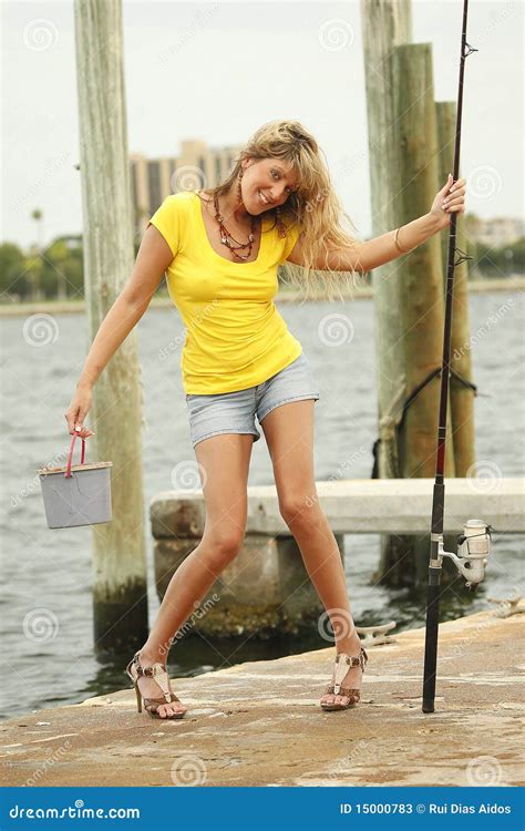 Catch Day Stock Image Image Of Female Fishing Attractive