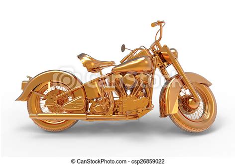 Golden Motorcycle Golden Motorcycle Rendering Isolated On White