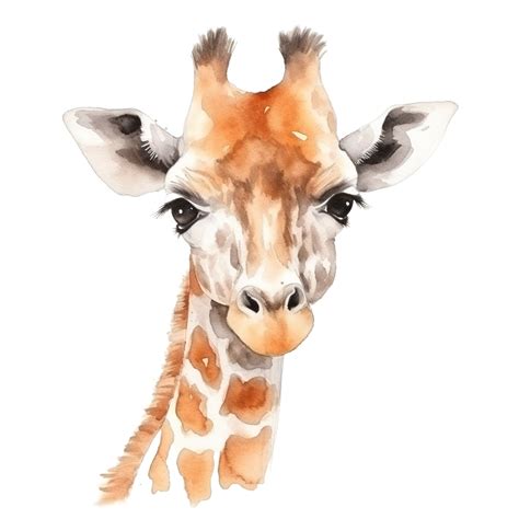 Cute Giraffe Head Watercolor Clipart Transparent Background Png File