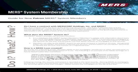 Mers® System Membership · Guide For New Patron Mers