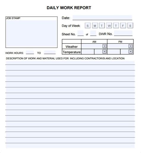 Daily Report Template Free Word Templates