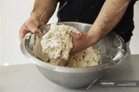Baker Kneading Bread Dough — Artisan Food Preparing Food Stock Photo