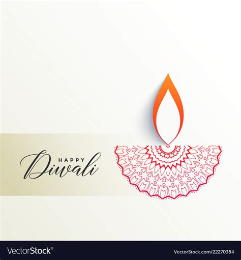 Creative Diwali Diya Design On White Background Vector Image