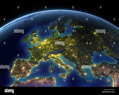 Night Lights On Earth Europe Stock Photo Alamy