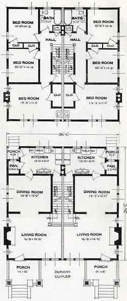 Standard Home Plans For 1926 The Dumont House Plans Duplex Floor